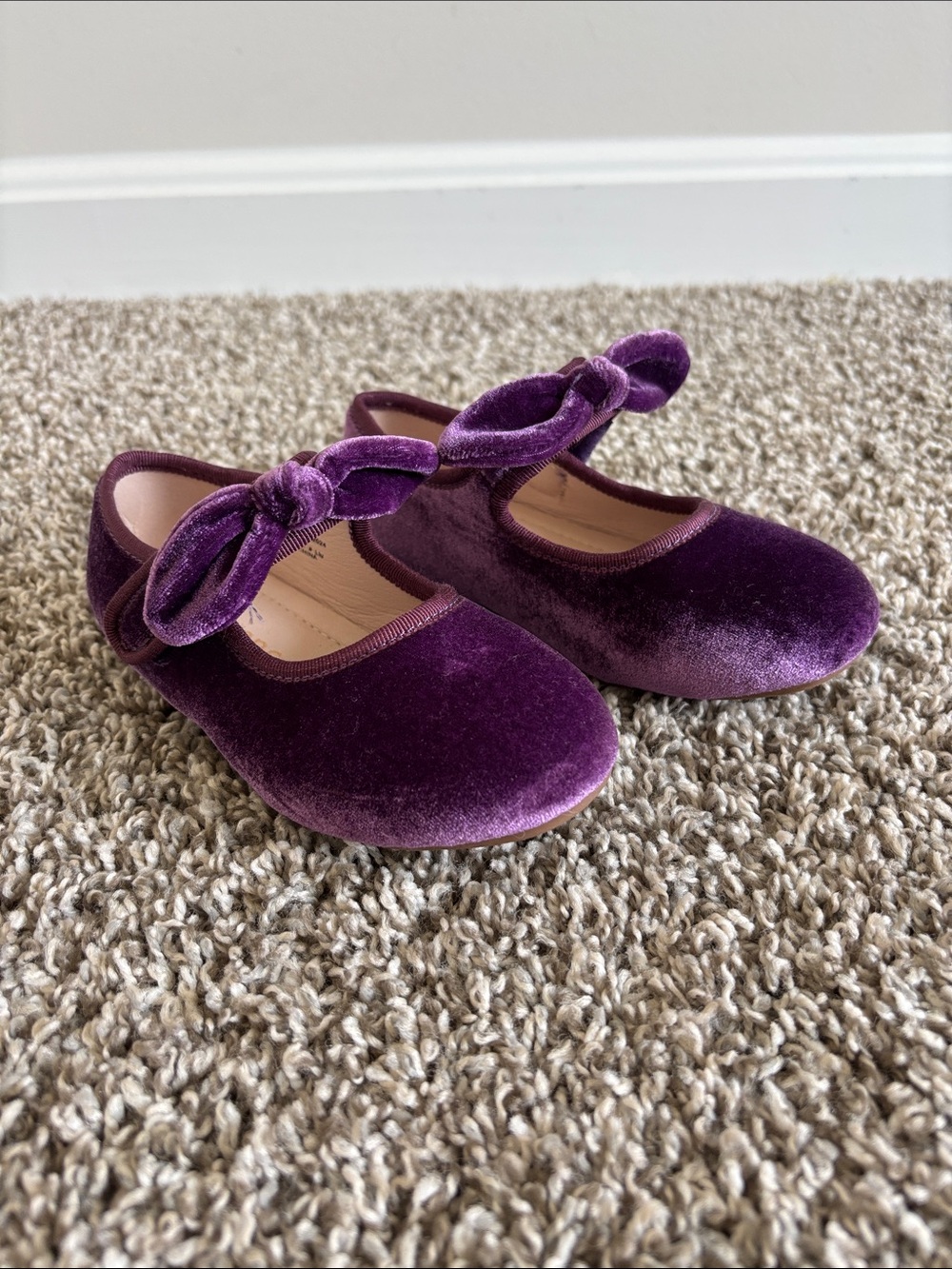 Amazon Girls Purple Velvet Bow Mary Jane Shoes